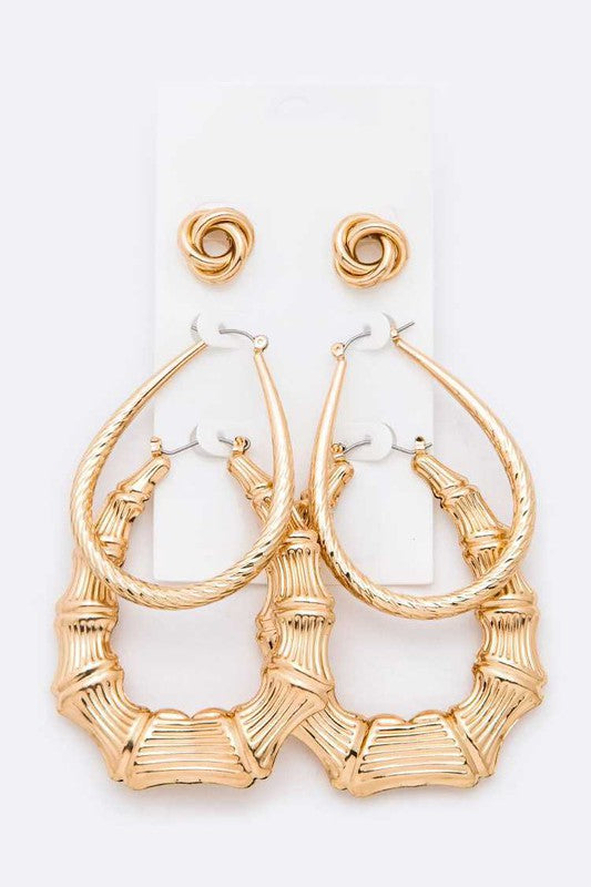 City Living Bamboo Hoop Earrings Set