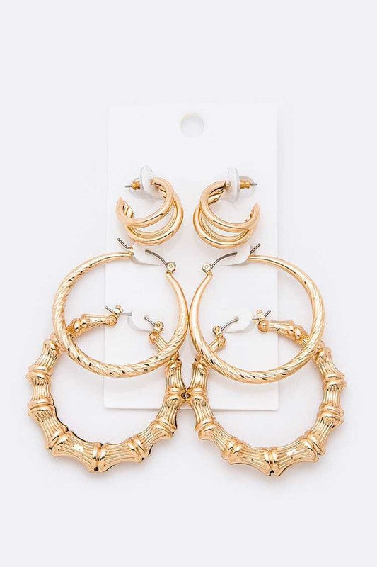 City Nights Bamboo Hoop Earrings Set