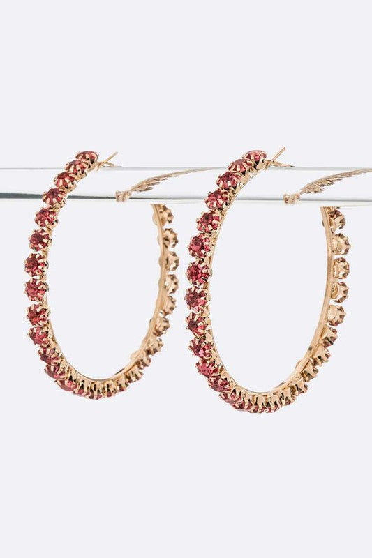 Summer Love Crystal Hoop Earrings (Multiple Colors)