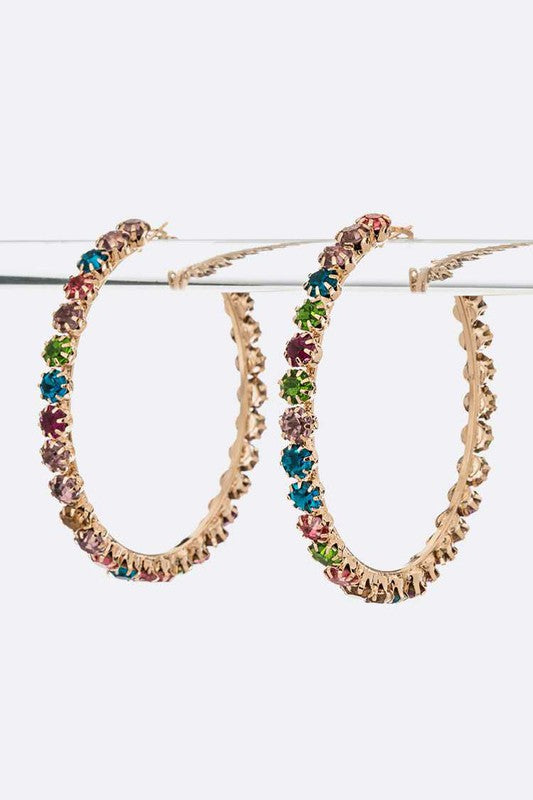 Summer Love Crystal Hoop Earrings (Multiple Colors)