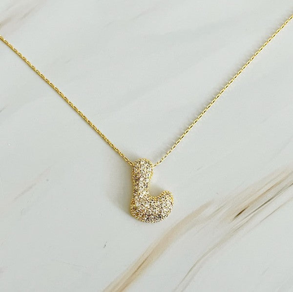 Initial Crystal Bubble Necklace