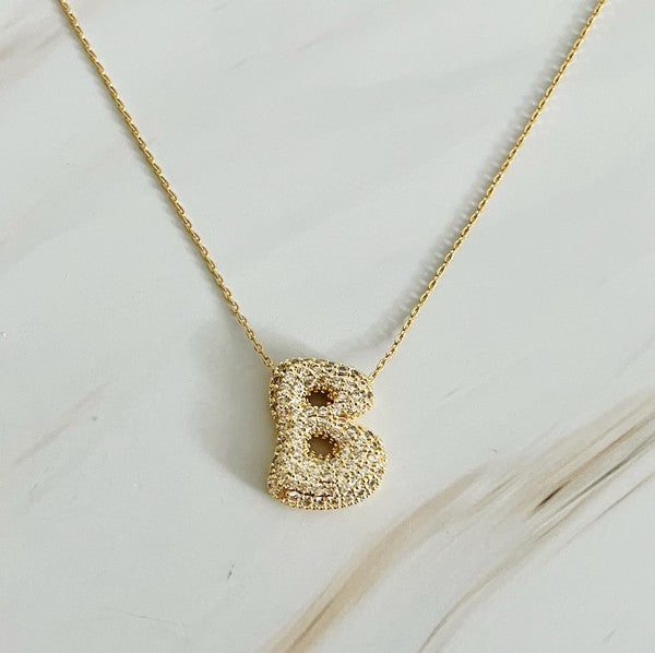 Initial Crystal Bubble Necklace