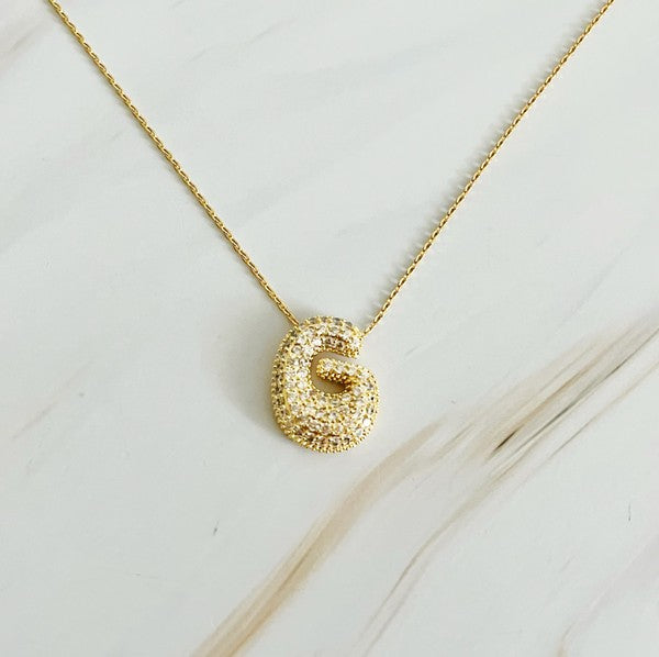 Initial Crystal Bubble Necklace