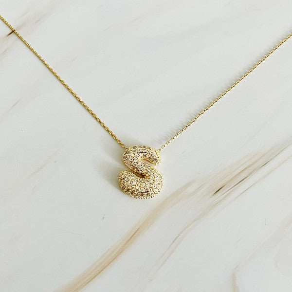 Initial Crystal Bubble Necklace