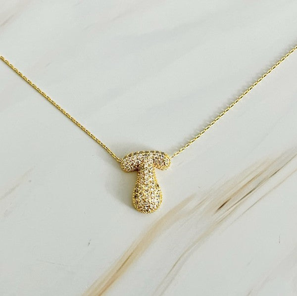 Initial Crystal Bubble Necklace