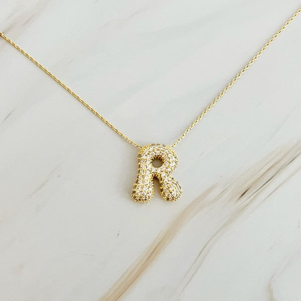 Initial Crystal Bubble Necklace