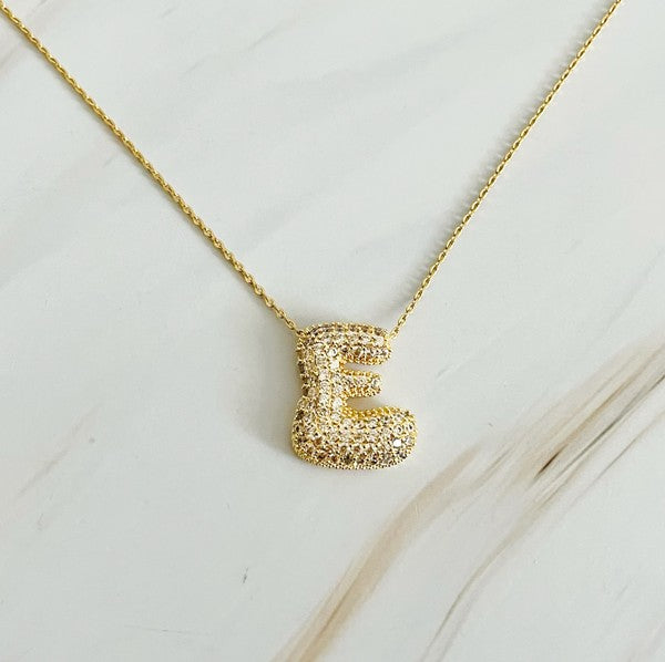 Initial Crystal Bubble Necklace