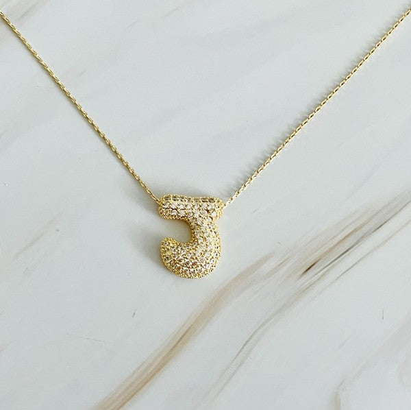 Initial Crystal Bubble Necklace