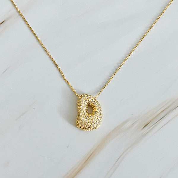 Initial Crystal Bubble Necklace