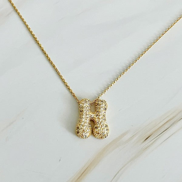 Initial Crystal Bubble Necklace