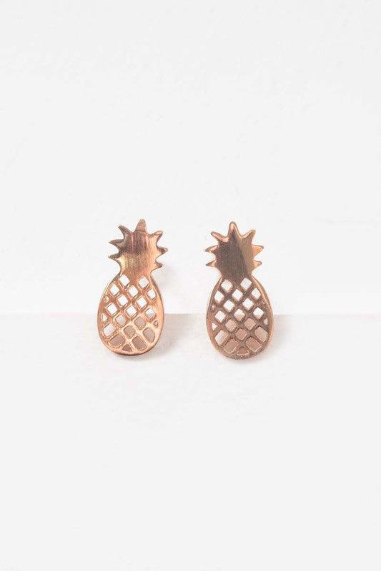 Pineapple Earrings 18K Rose & 24K Gold (Multiple Colors)