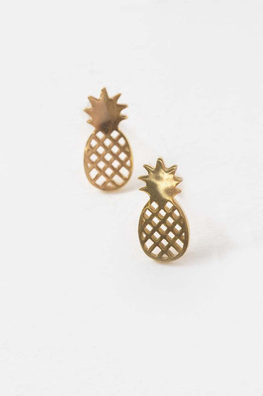 Pineapple Earrings 18K Rose & 24K Gold (Multiple Colors)