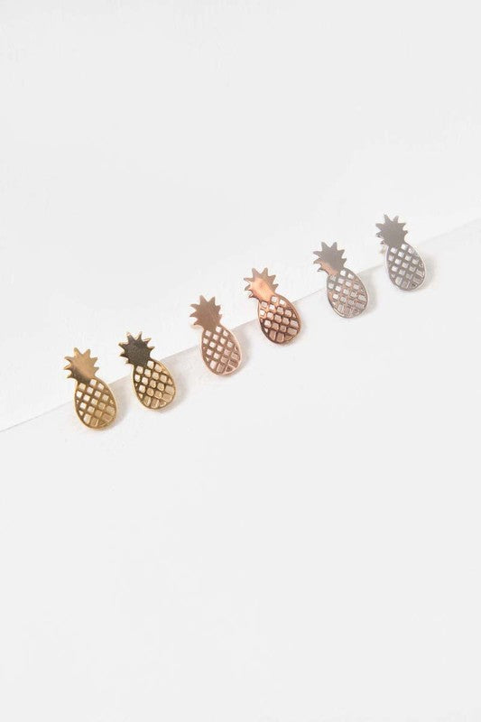 Pineapple Earrings 18K Rose & 24K Gold (Multiple Colors)